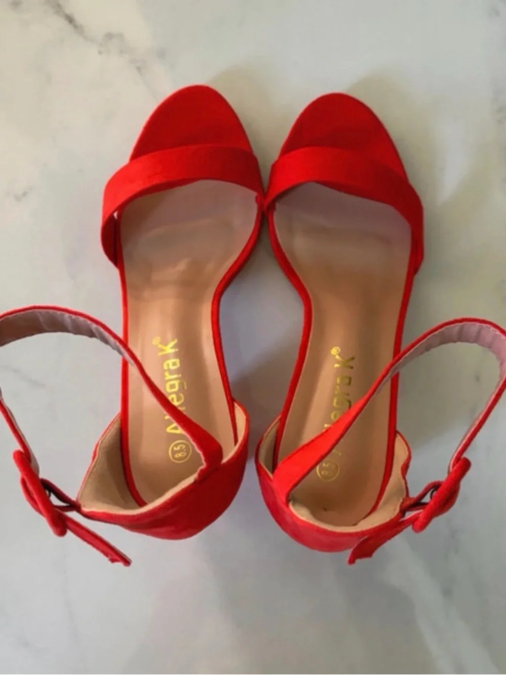 Allegra K Orange Open-Toe Ankle-Strap Block Heel Sandals 8.5 New in Box